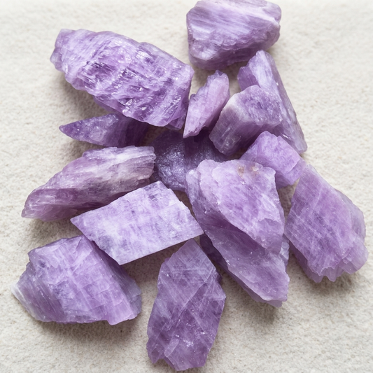 Natural raw Spodumene crystal showing pleochroism, mindful geological specimen for wabi-sabi decor