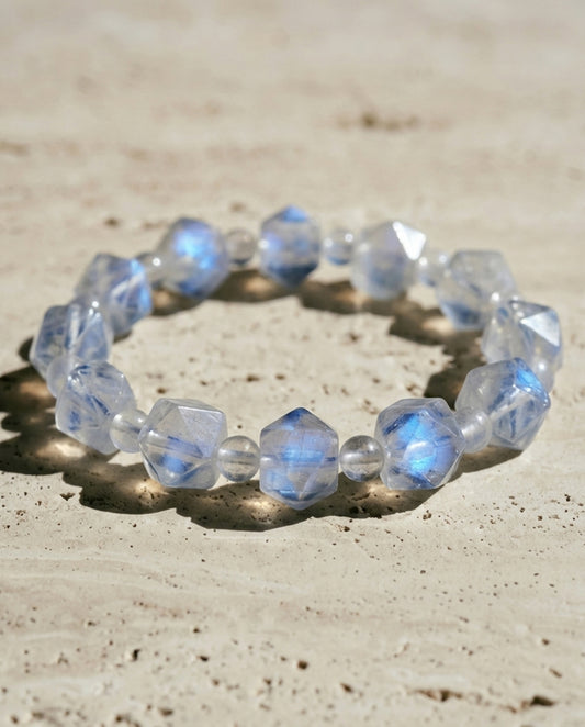 Asymmetric Faceted Moonstone Bracelet