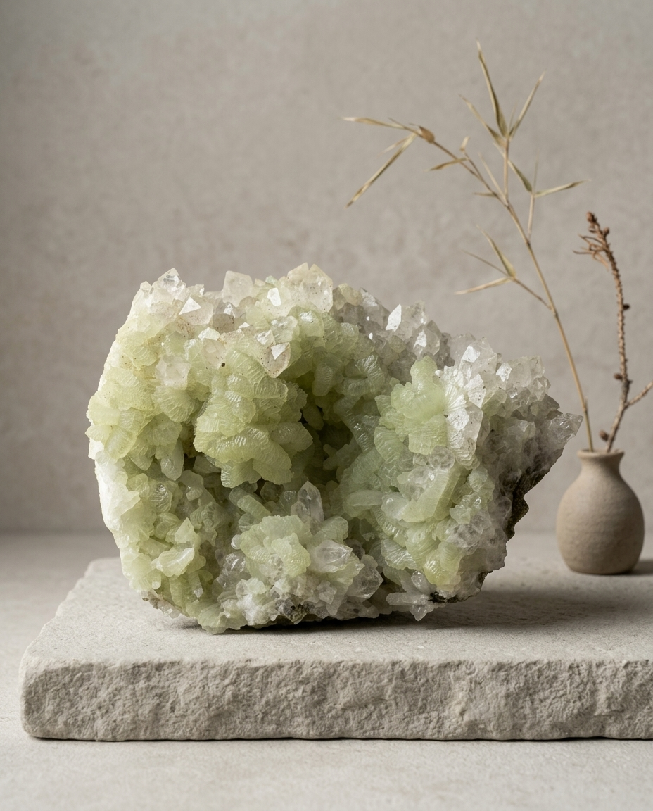 The Quiet Hollow | Prehnite & Quartz Symbiosis